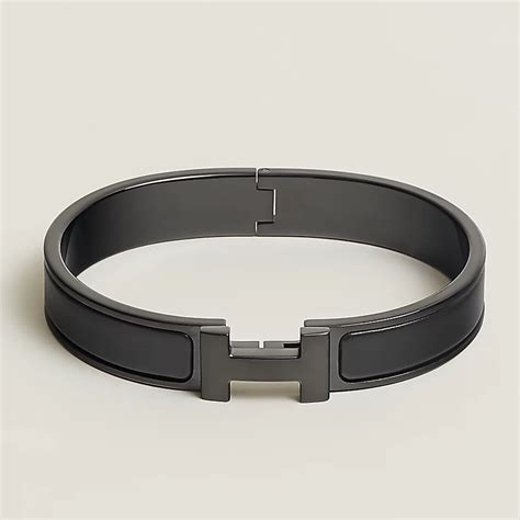 hermes bracelet grey leather|Hermes black enamel bracelet.